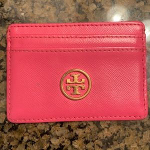 Pink Tory Burch card holder